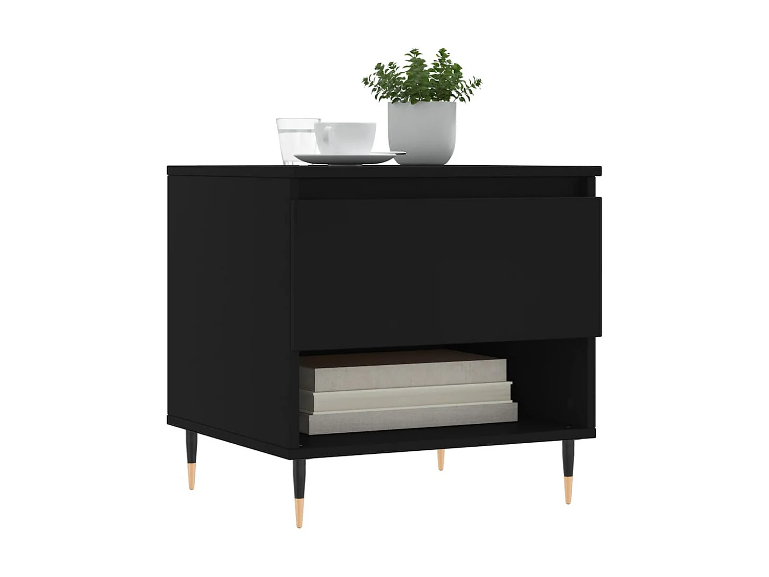 Table basse noir 50x46x50 cm bois d’ingénierie OFR58038 BonneVie Meuble