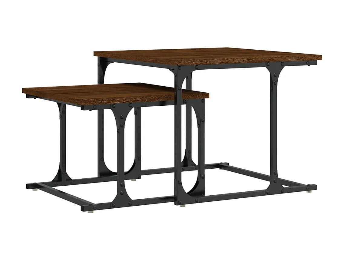 Table basse gigogne 2 pcs chêne marron bois d'ingénierie OFR67248 BonneVie Meuble