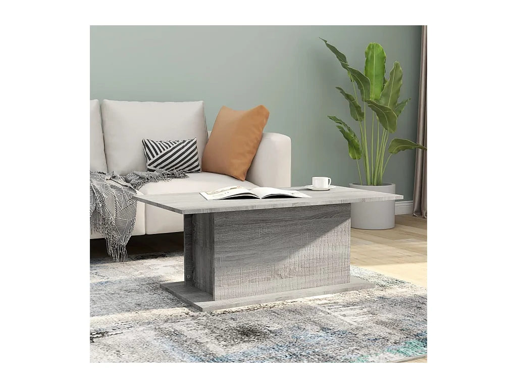 Table basse Sonoma gris 102x55,5x40 cm Aggloméré OFR93334 BonneVie Meuble
