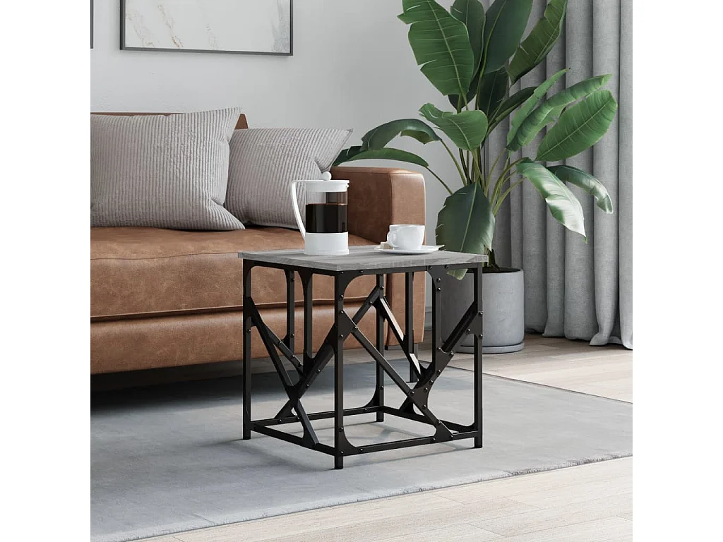 Table basse sonoma gris 45x45x47,5 cm bois d'ingénierie OFR98087 BonneVie Meuble