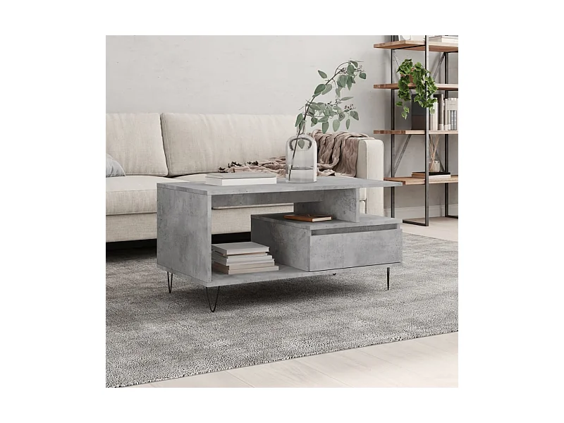Salontafel 90x49x45 cm bewerkt hout betongrijs NL77350