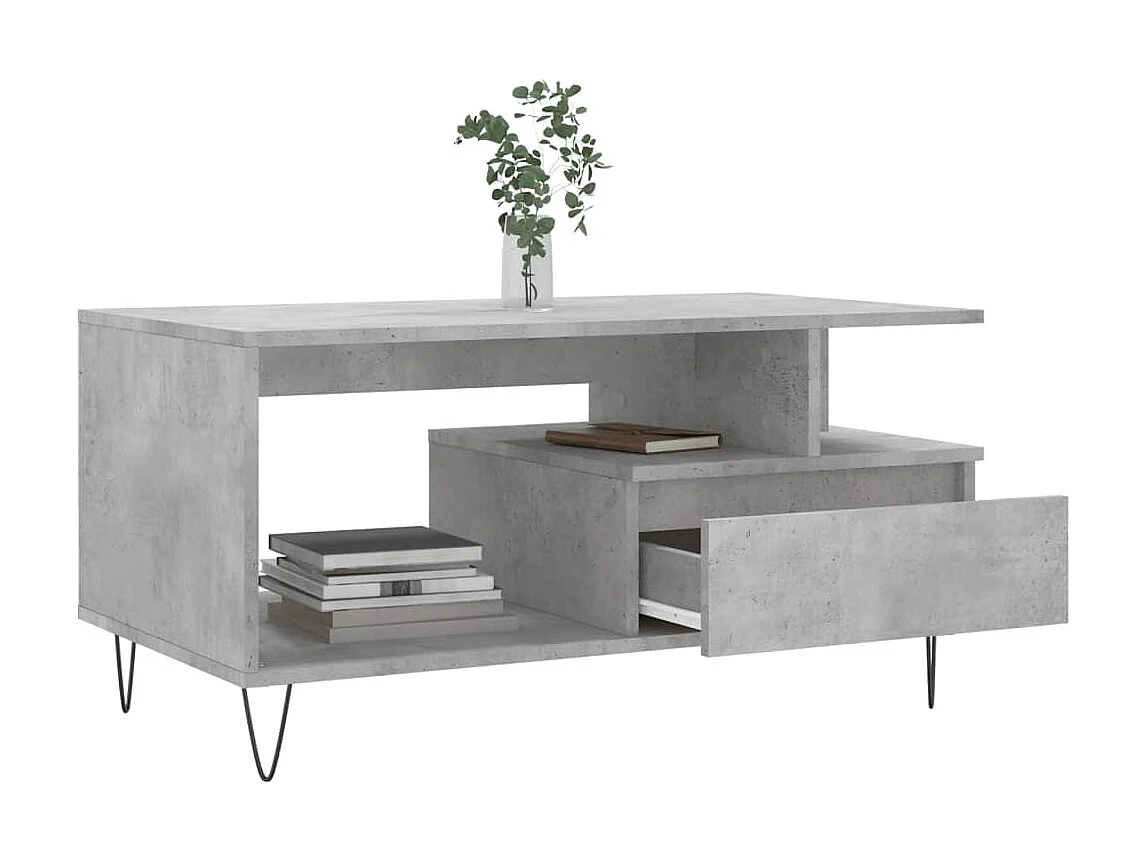 Table basse Gris béton 90x49x45 cm Bois d'ingénierie OFR70630 BonneVie Meuble