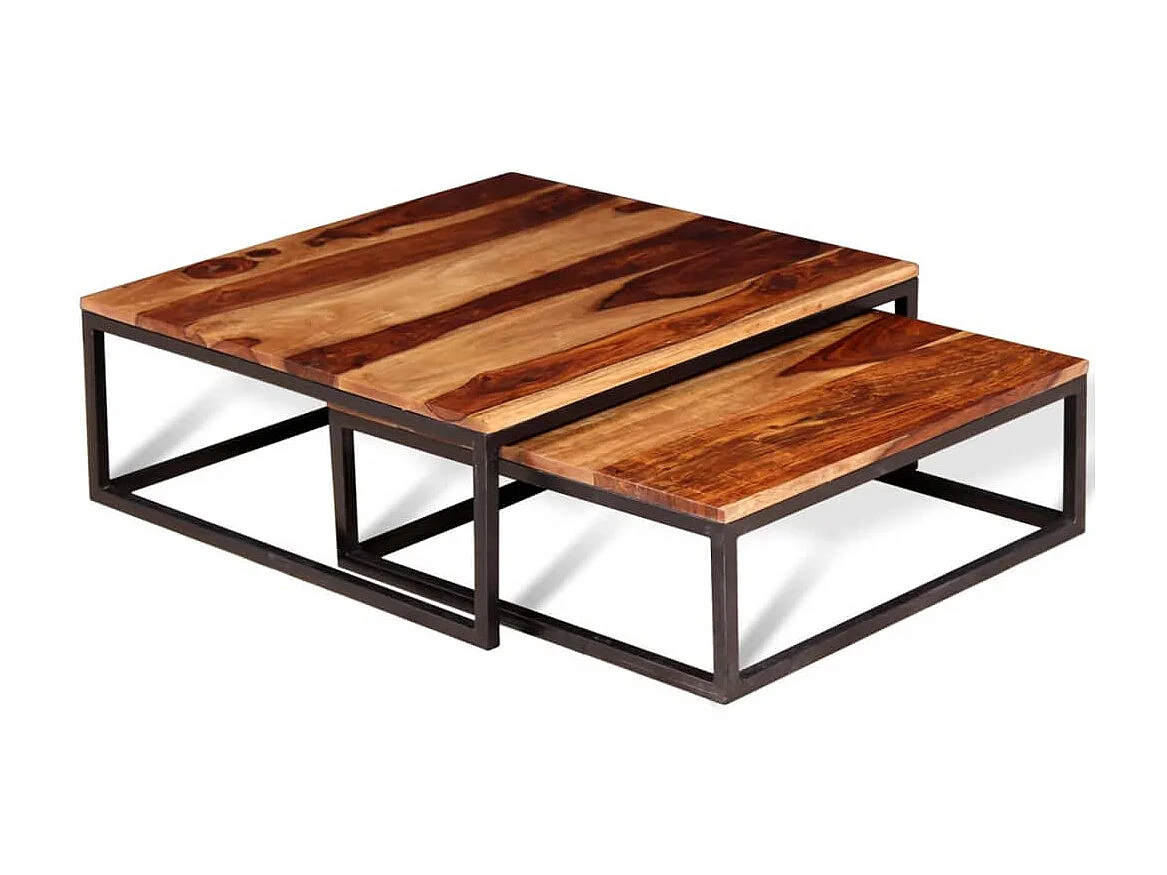 Ensemble de table basse gigogne 2 pcs Bois massif de Sesham OFR83900 BonneVie Meuble