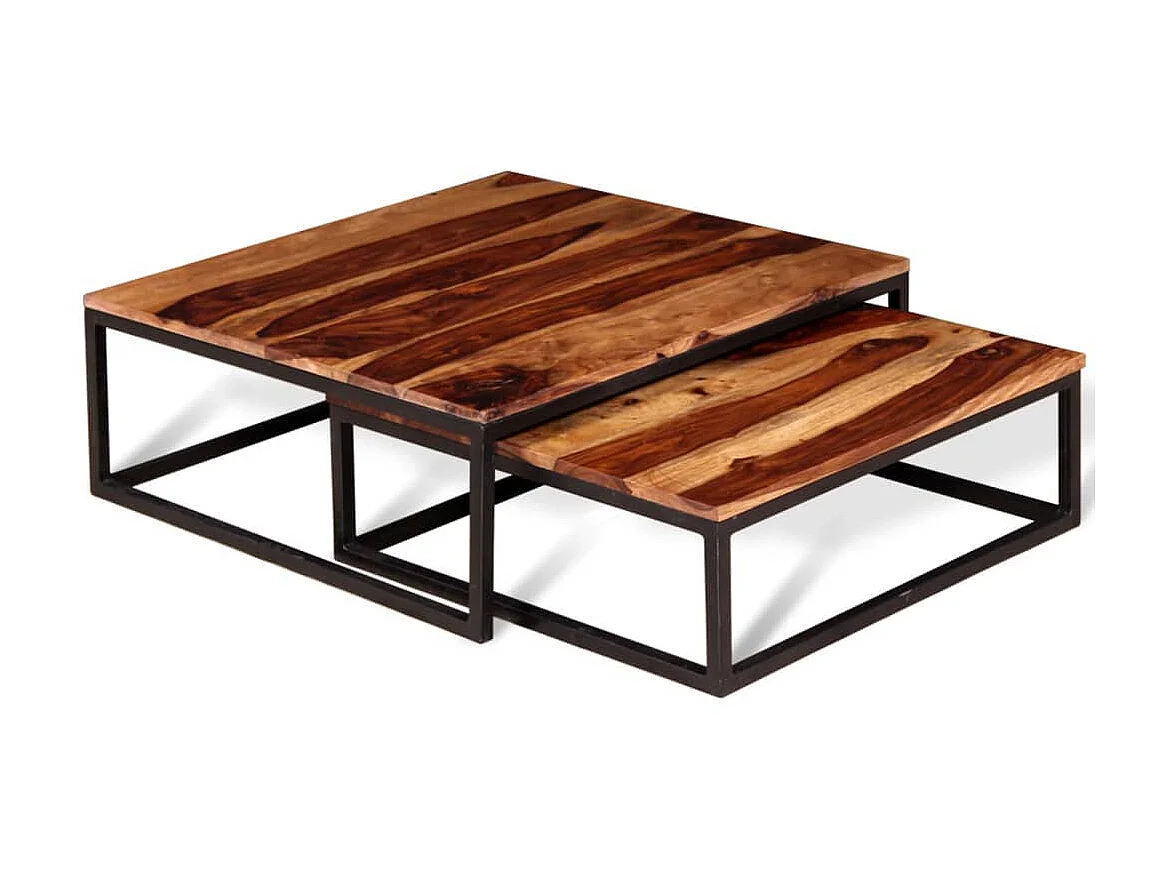 Ensemble de table basse gigogne 2 pcs Bois massif de Sesham OFR83900 BonneVie Meuble