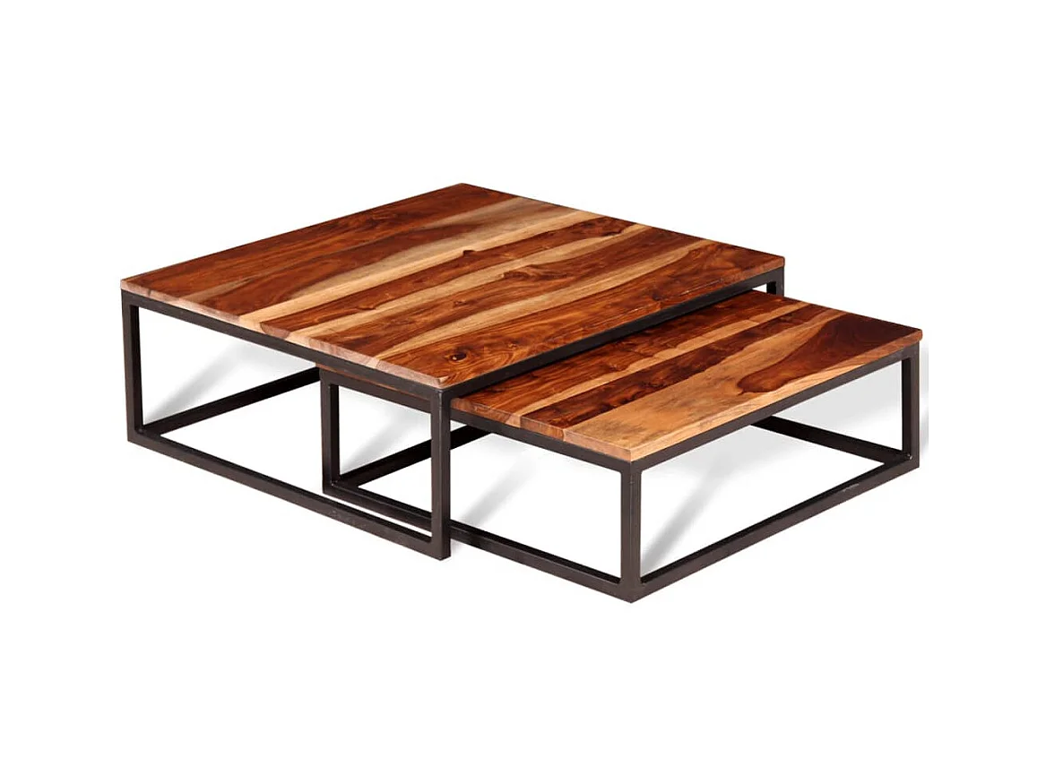 Ensemble de table basse gigogne 2 pcs Bois massif de Sesham OFR83900 BonneVie Meuble