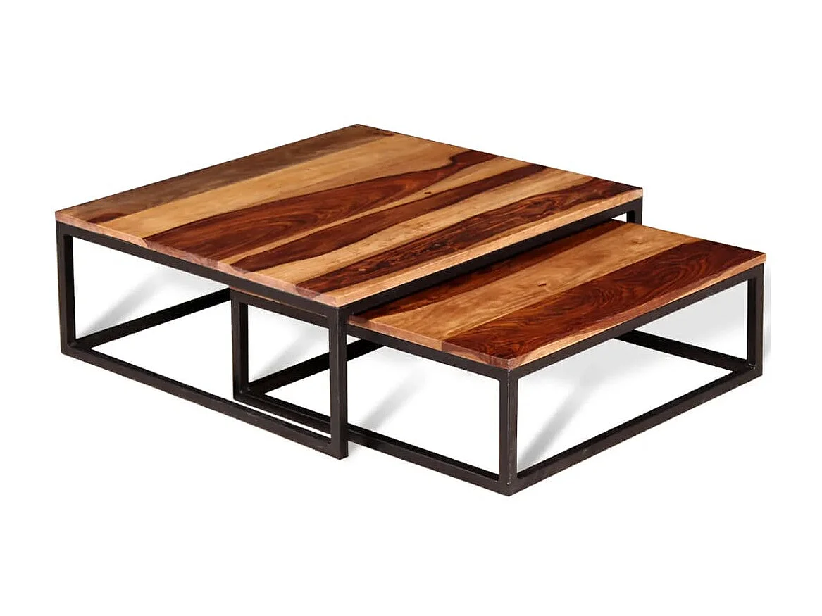 Ensemble de table basse gigogne 2 pcs Bois massif de Sesham OFR83900 BonneVie Meuble