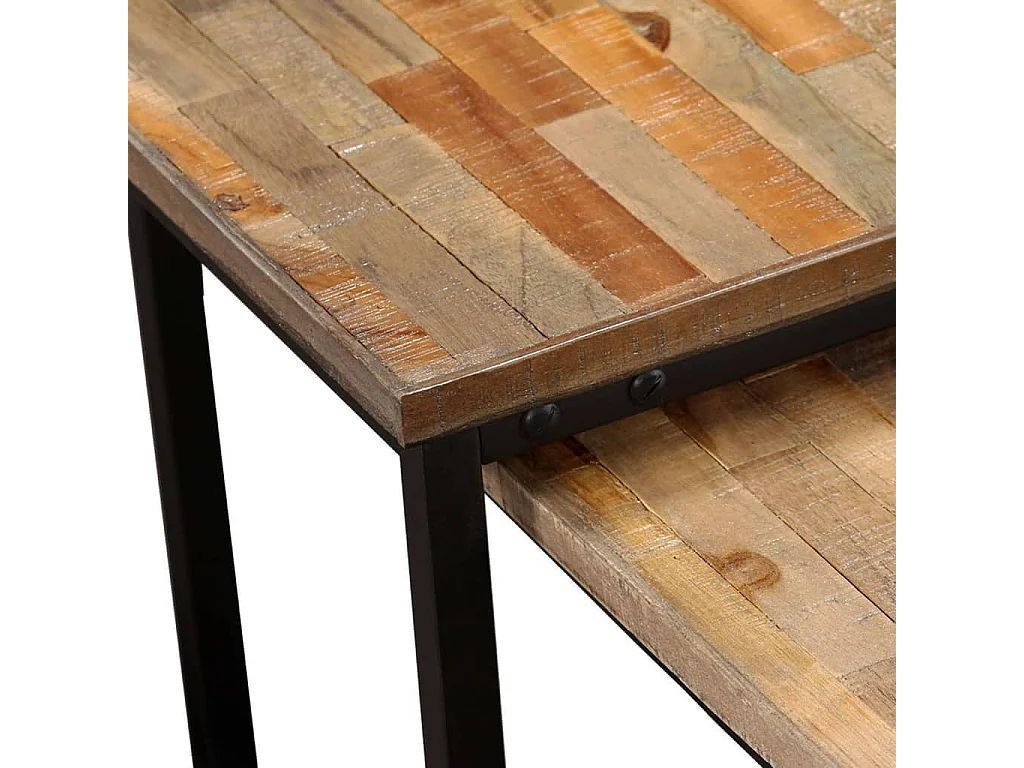 Table basse gigogne 2 pcs Teck massif de récupération OFR80838 BonneVie Meuble