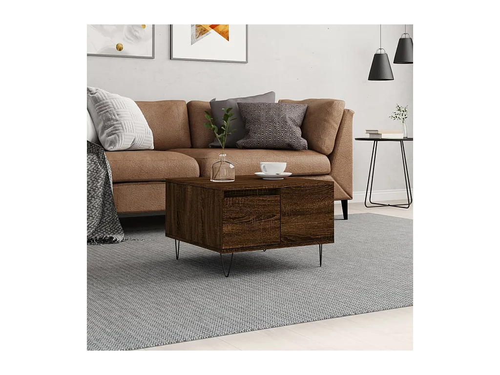 Table basse chêne marron 55x55x36,5 cm bois d'ingénierie OFR17578 BonneVie Meuble