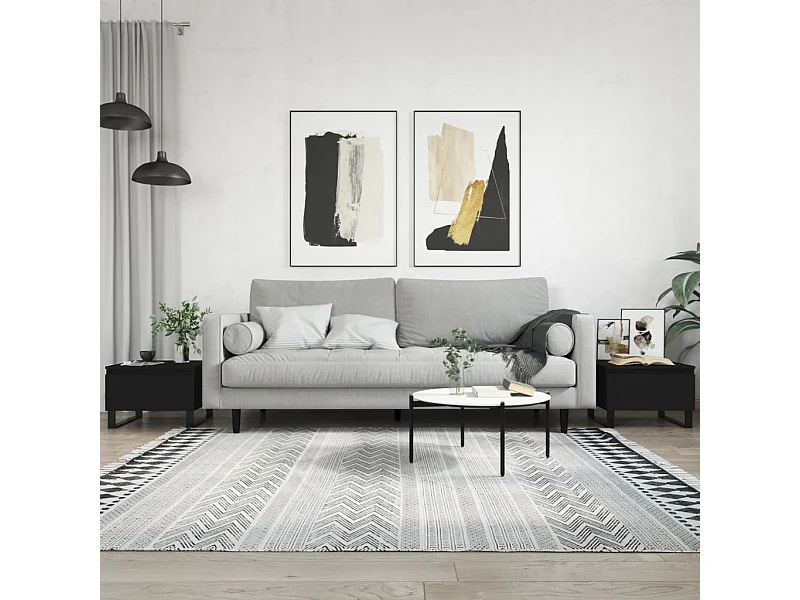 Mesas de centro 2 pcs 50x46x35 cm derivados de madeira preto PT850982