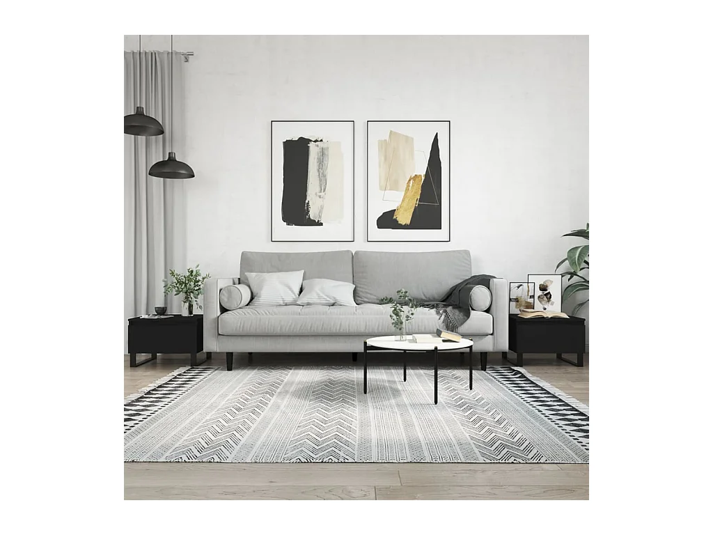 Tables basses 2 pcs noir 50x46x35 cm bois d'ingénierie OFR62606 BonneVie Meuble
