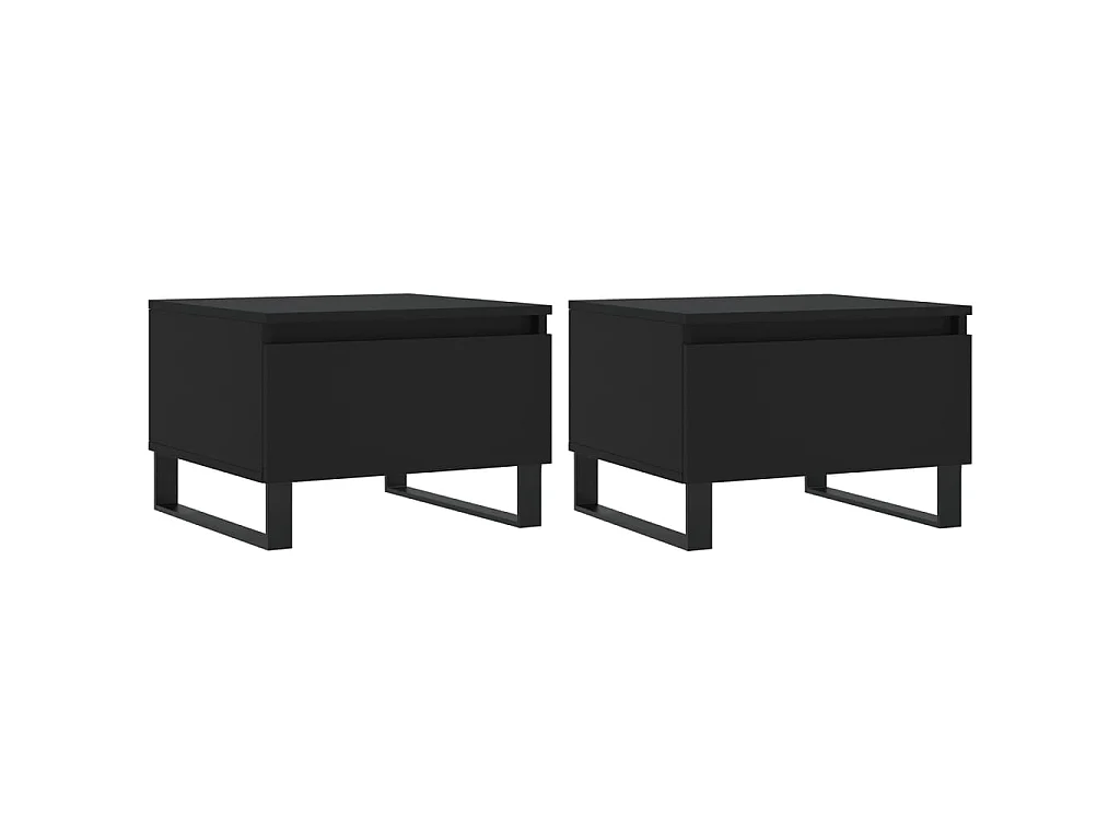 Tables basses 2 pcs noir 50x46x35 cm bois d'ingénierie OFR62606 BonneVie Meuble