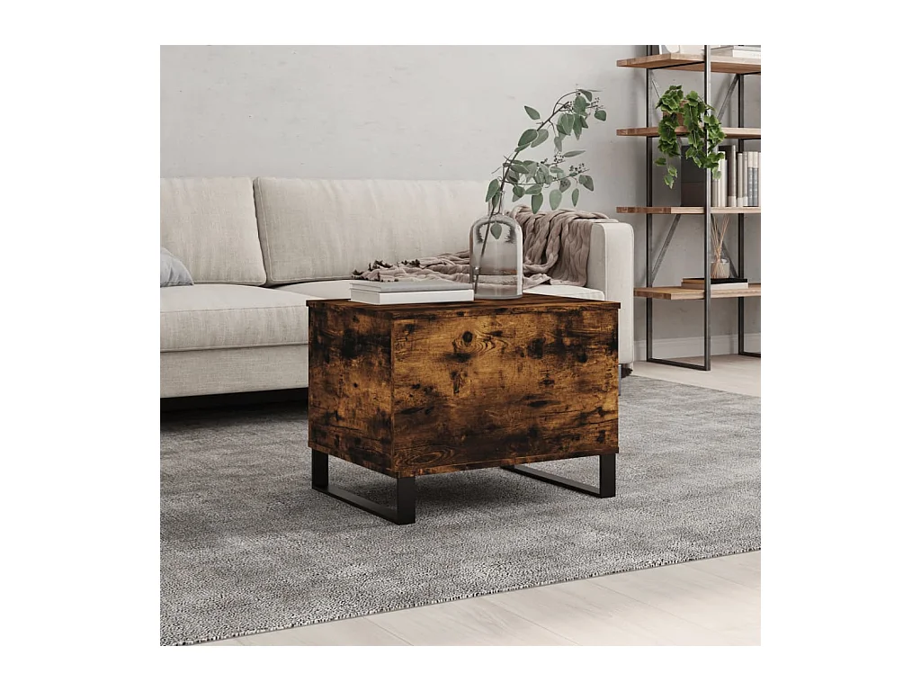 Table basse relevable Chêne fumé 60x44,5x45 cm Bois d'ingénierie OFR10084 BonneVie Meuble
