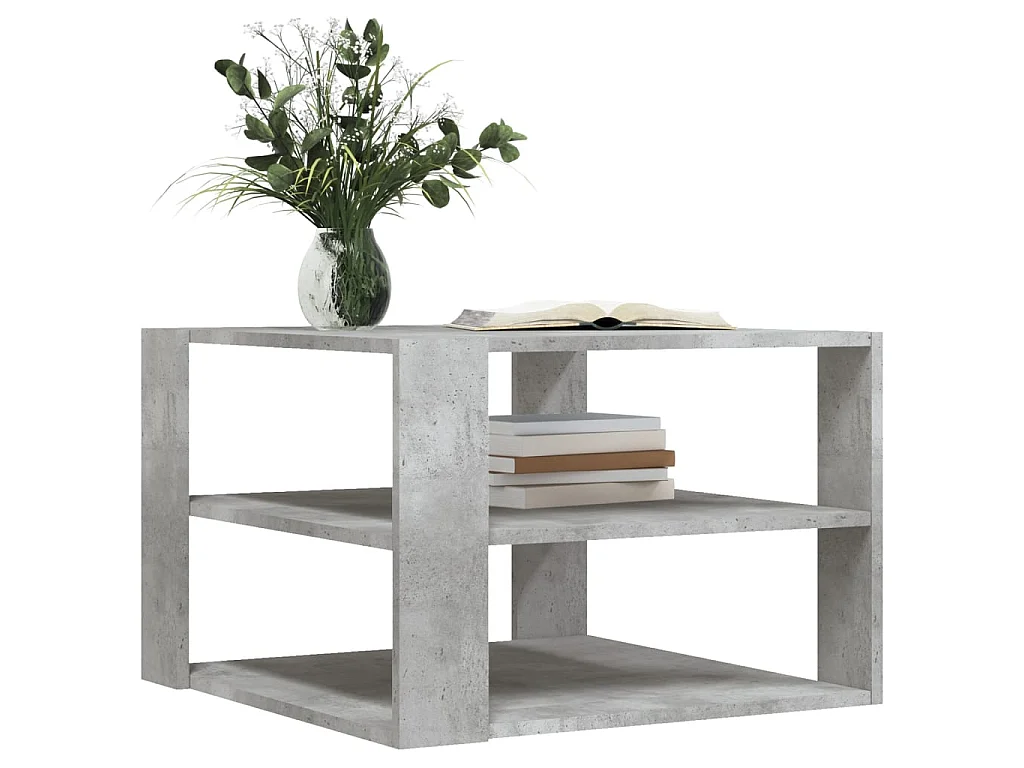Mesa de centro madera ingeniería gris hormigón 59,5x59,5x40 cm ES45861