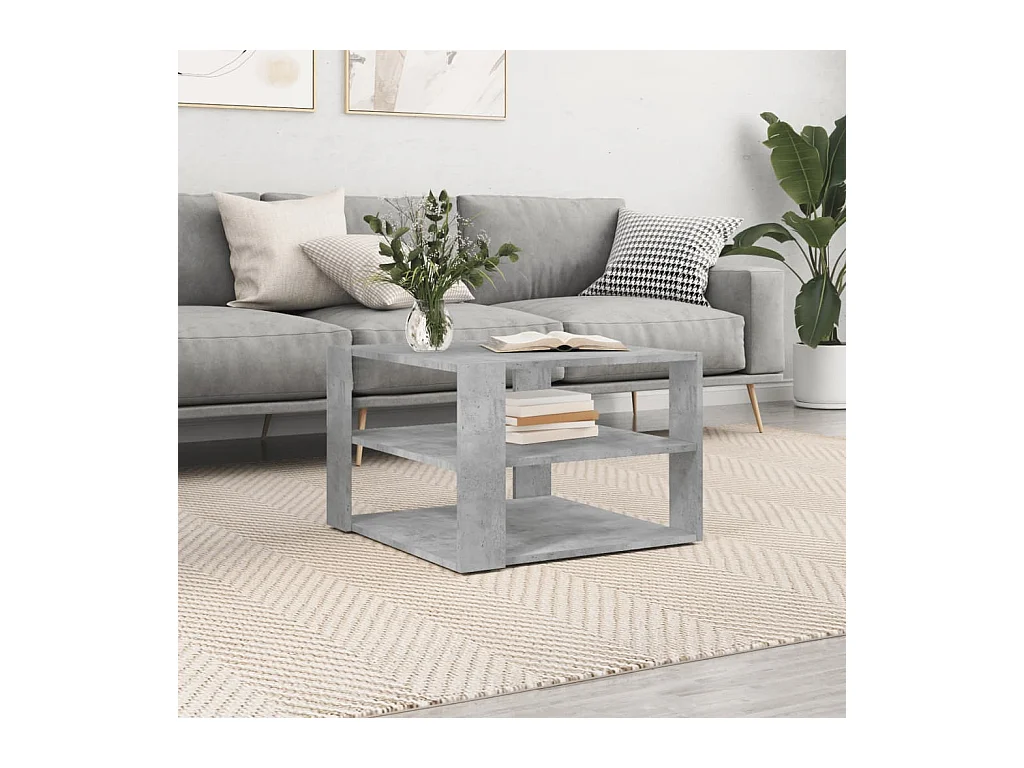 Table basse gris béton 59,5x59,5x40 cm bois d'ingénierie OFR42854 BonneVie Meuble
