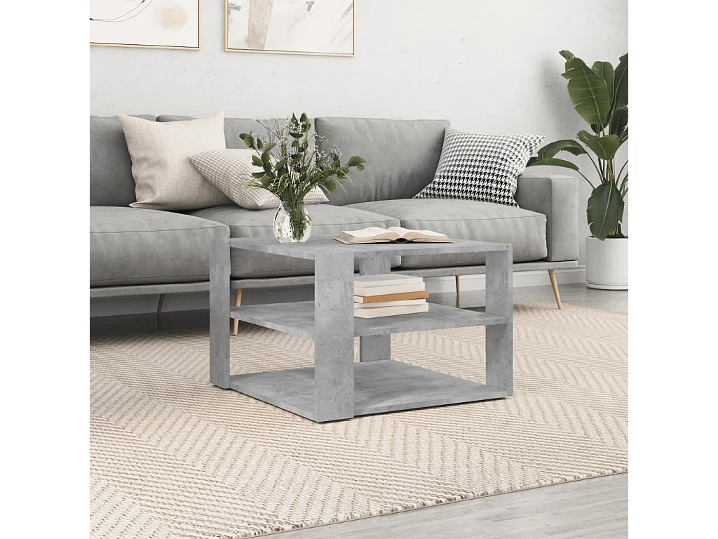 Table basse gris béton 59,5x59,5x40 cm bois d'ingénierie OFR42854 BonneVie Meuble