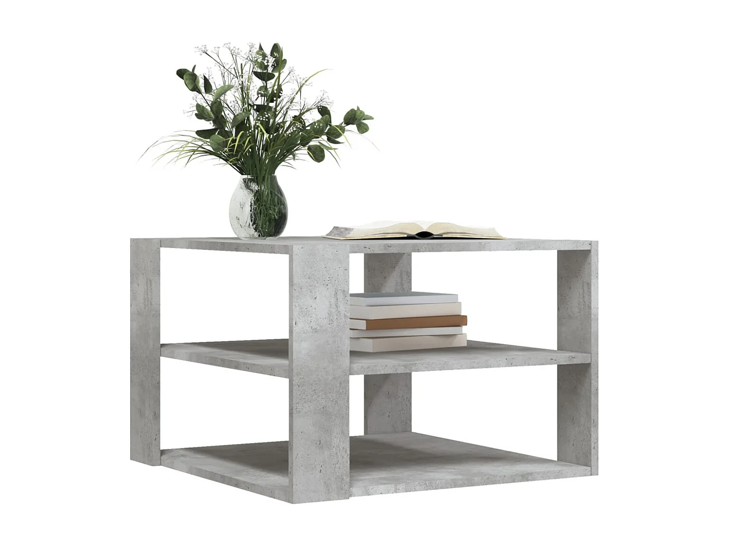 Table basse gris béton 59,5x59,5x40 cm bois d'ingénierie OFR42854 BonneVie Meuble