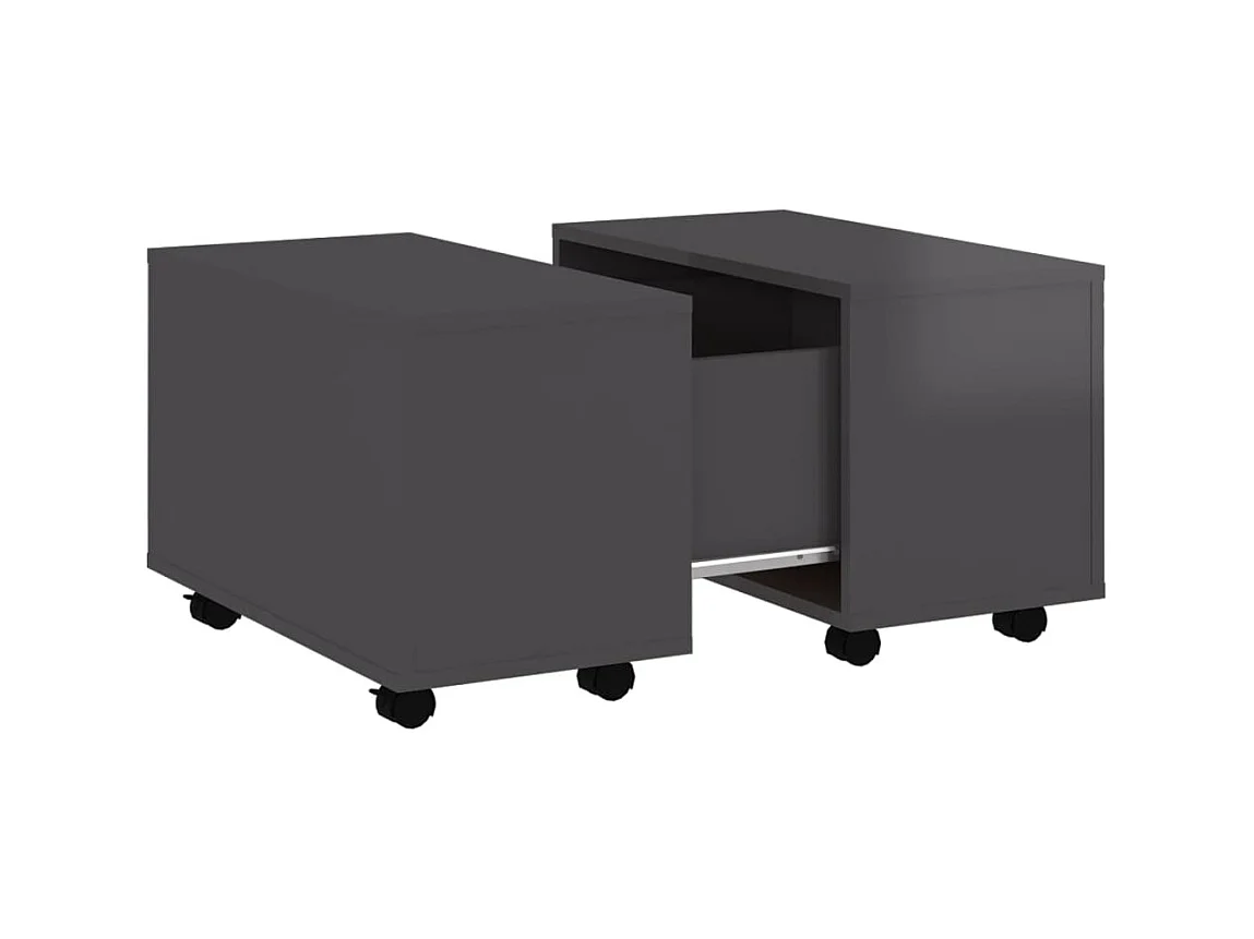 Table basse extensible Gris brillant 60x60x38 cm Aggloméré OFR47633 BonneVie Meuble