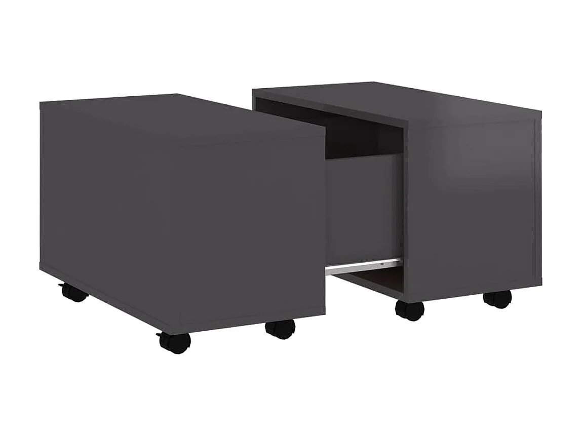 Table basse extensible Gris brillant 60x60x38 cm Aggloméré OFR47633 BonneVie Meuble