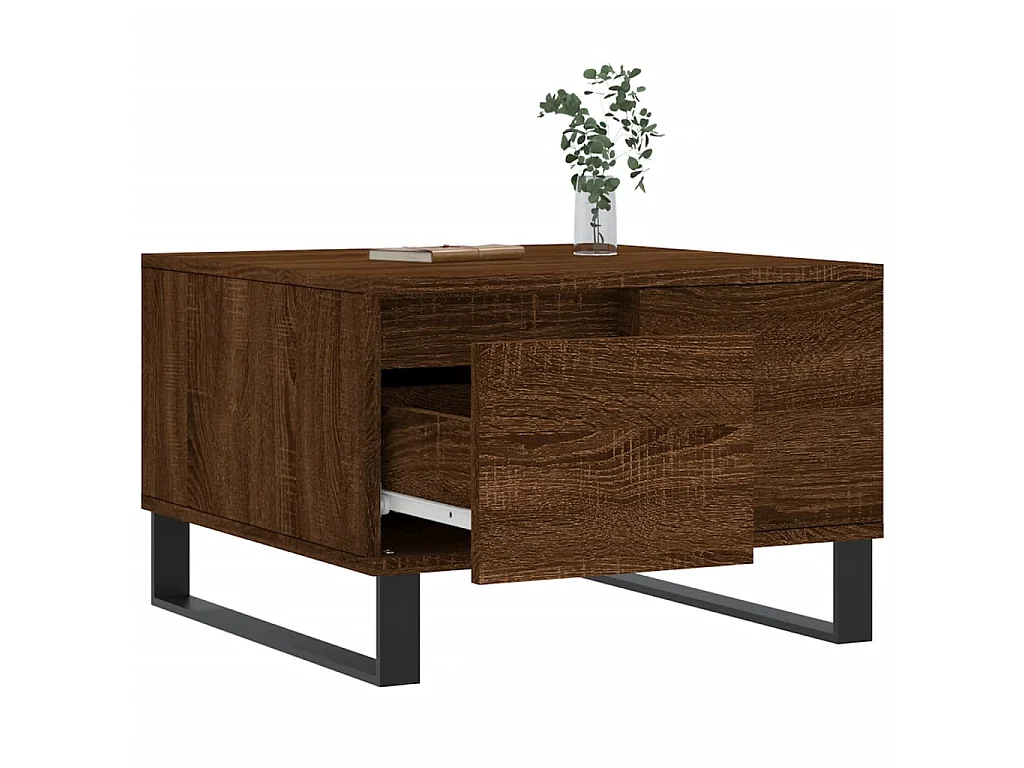 Salontafel 55x55x36,5 cm bewerkt hout bruin eikenkleur NL23397