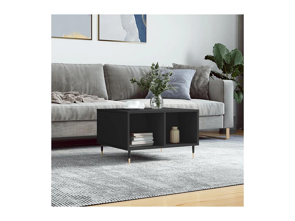 Table basse Noir 60x50x36,5 cm Bois d'ingénierie OFR12502 BonneVie Meuble
