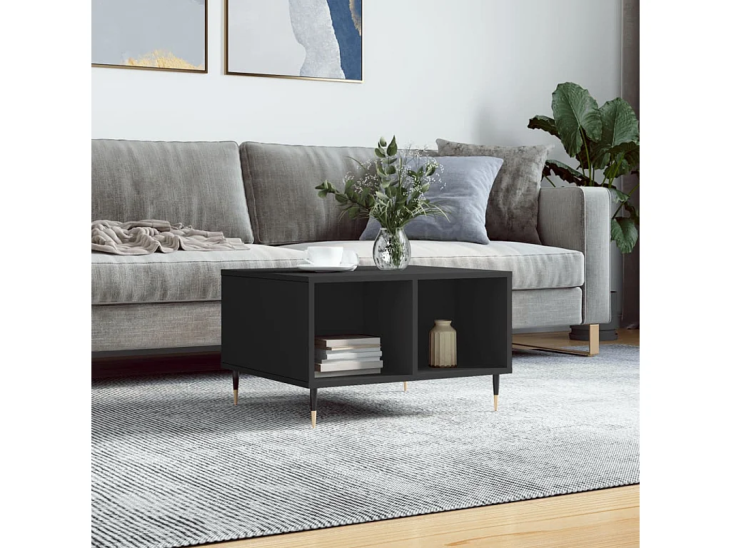 Table basse Noir 60x50x36,5 cm Bois d'ingénierie OFR12502 BonneVie Meuble