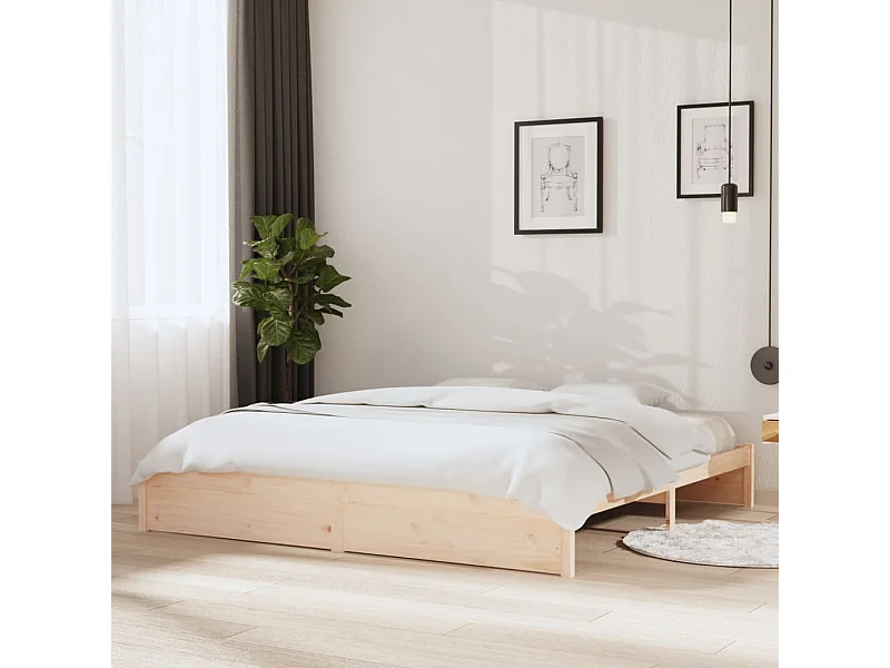 Lit-200x200 cm Bois massif EGGB28004