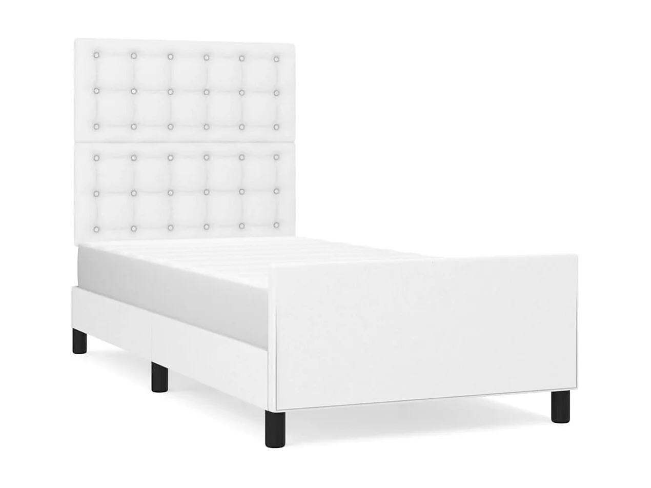 Cama - 80x200 cm c/ cabeceira couro artificial branco PT736929