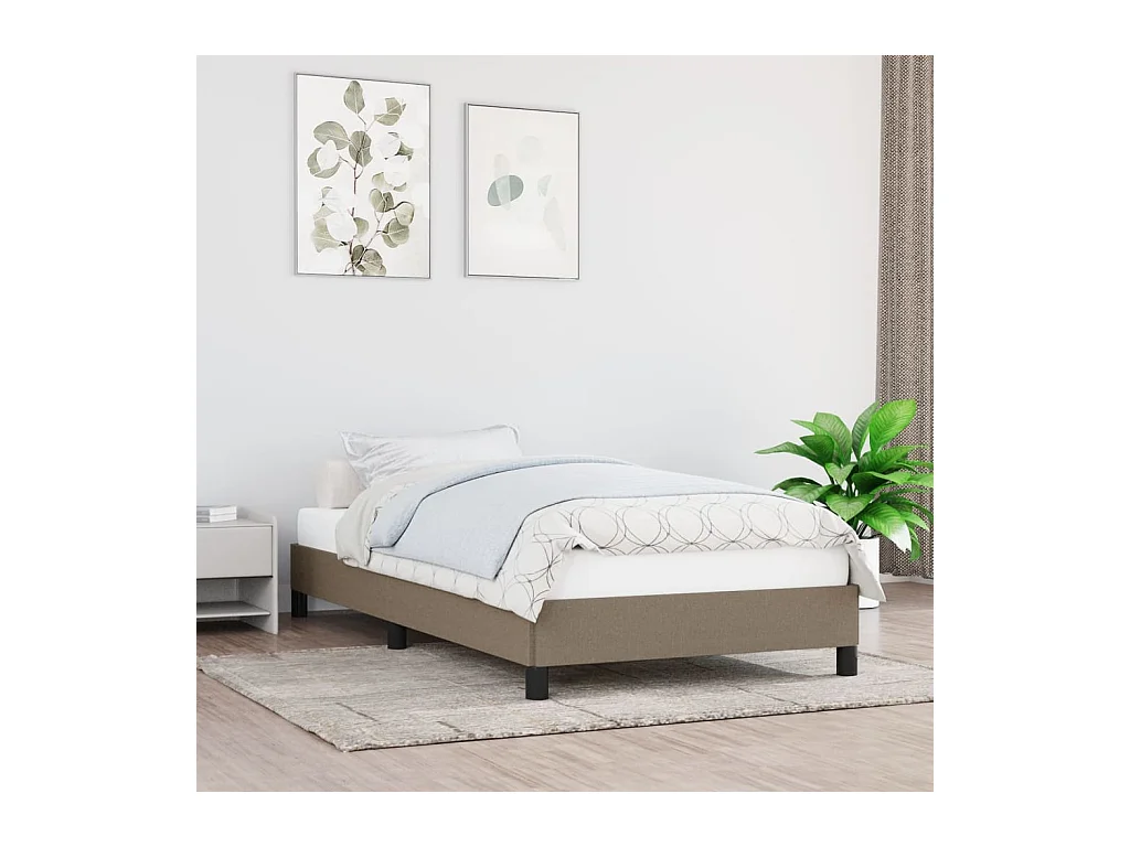 Cama 90x200 cm de tela gris taupe ES90728