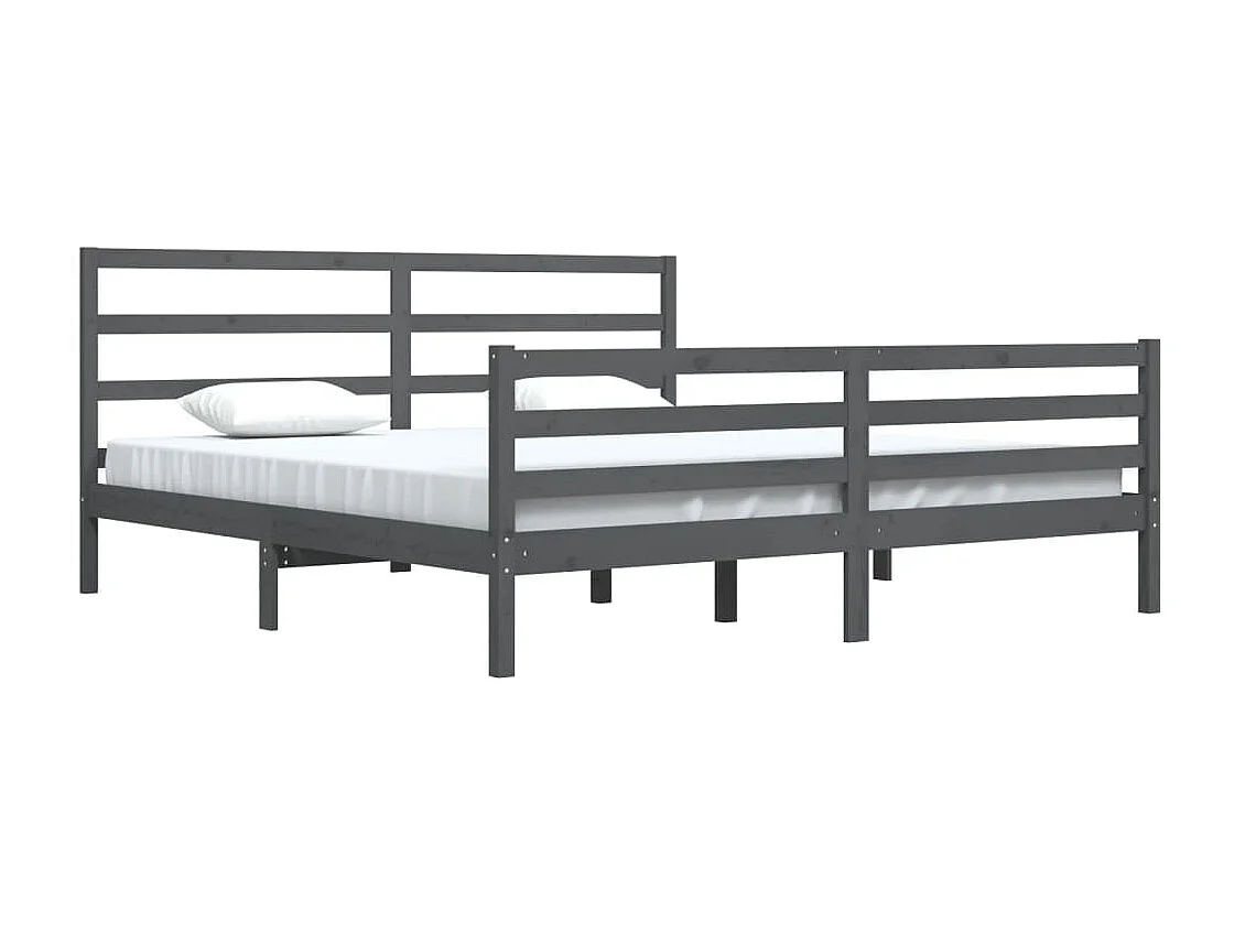 Lit-200x200 cm Gris Bois de pin massif EGGB15104
