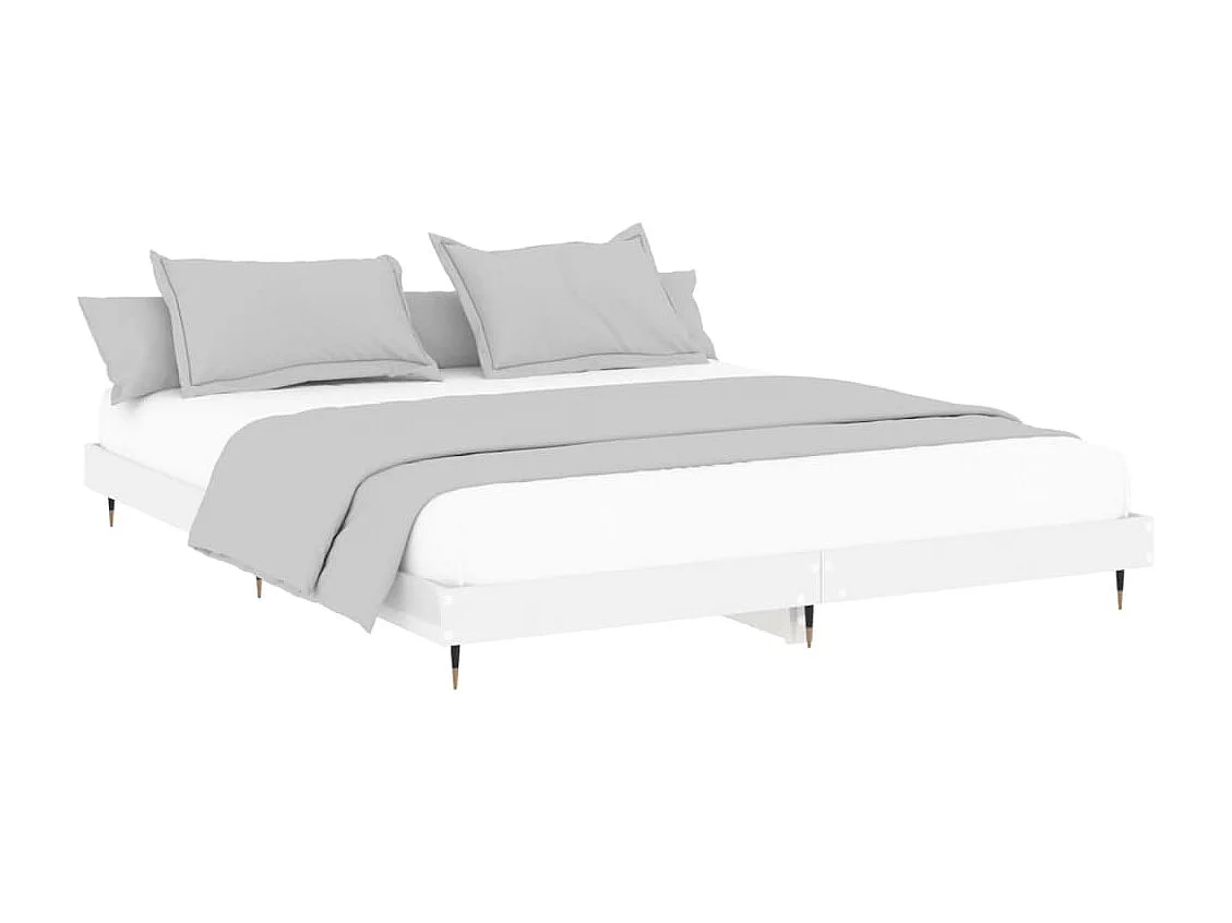 Cama 200x200 cm derivados madeira branco brilhante PT842778