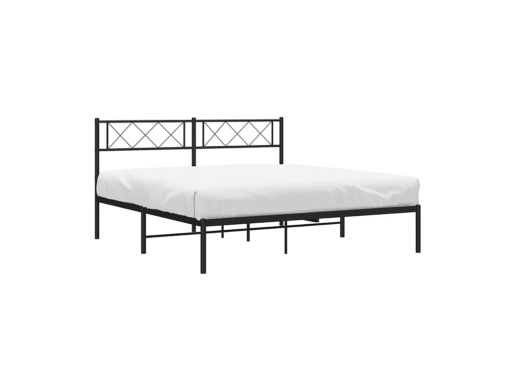 Lit-160x200 cm métal avec tête de lit noir EGGB80801