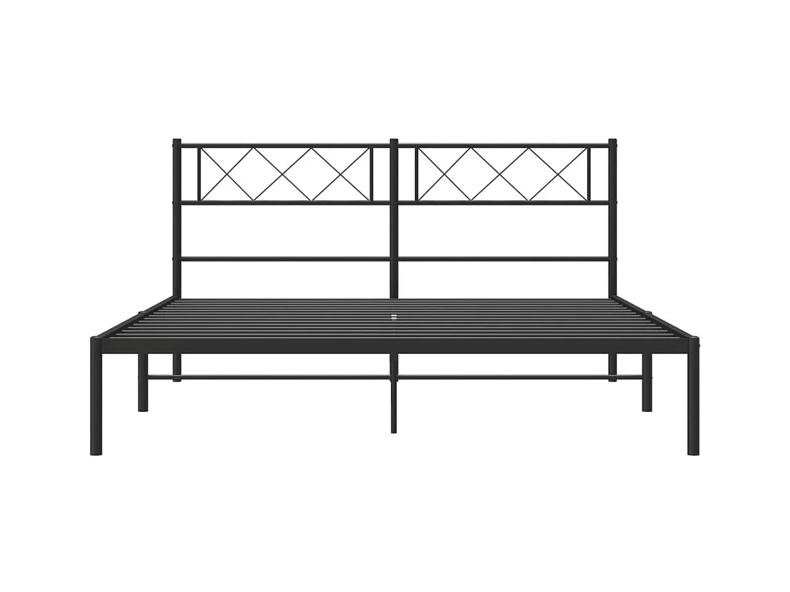 Lit-160x200 cm métal avec tête de lit noir EGGB80801