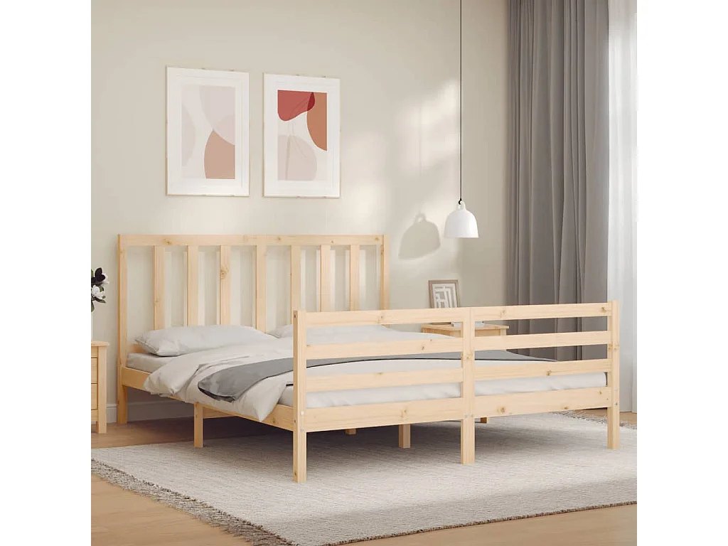 Lit-160x200 cm avec tête de lit bois massif EGGB29981