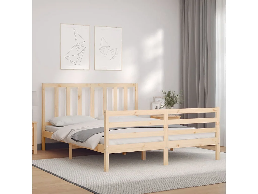 Lit-160x200 cm avec tête de lit bois massif EGGB29981