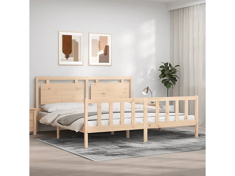 Cama 180x200 cm con cabecero madera maciza ES33160