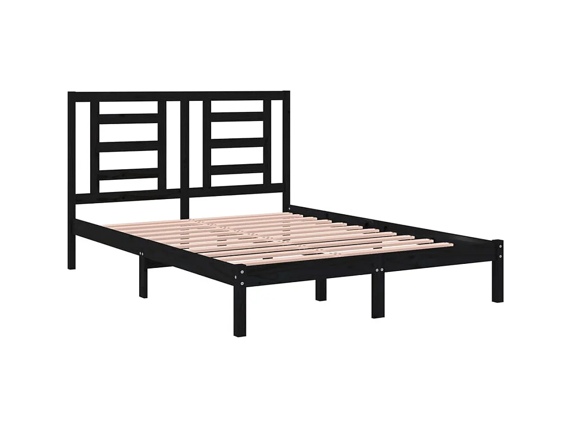 Lit-140x190 cm Noir Bois de pin massif EGGB12088