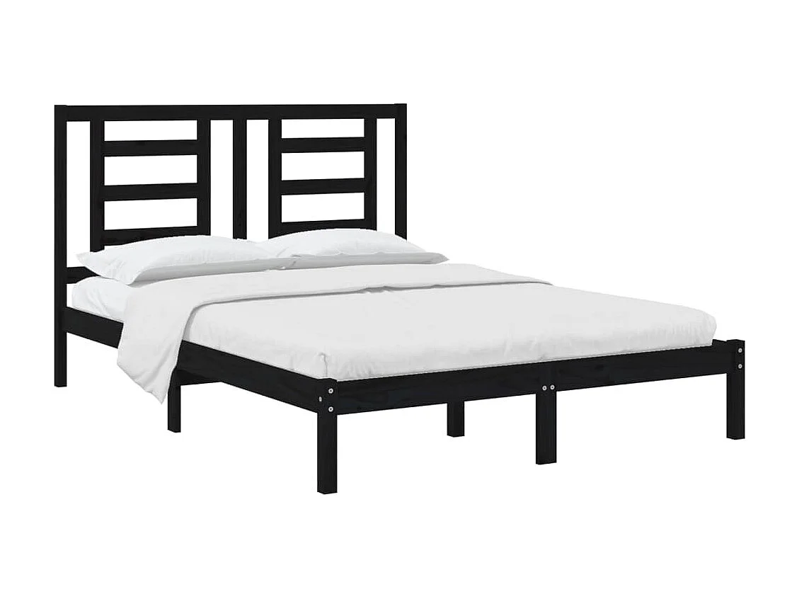 Bedframe massief grenenhout zwart 140x190 cm NL60678