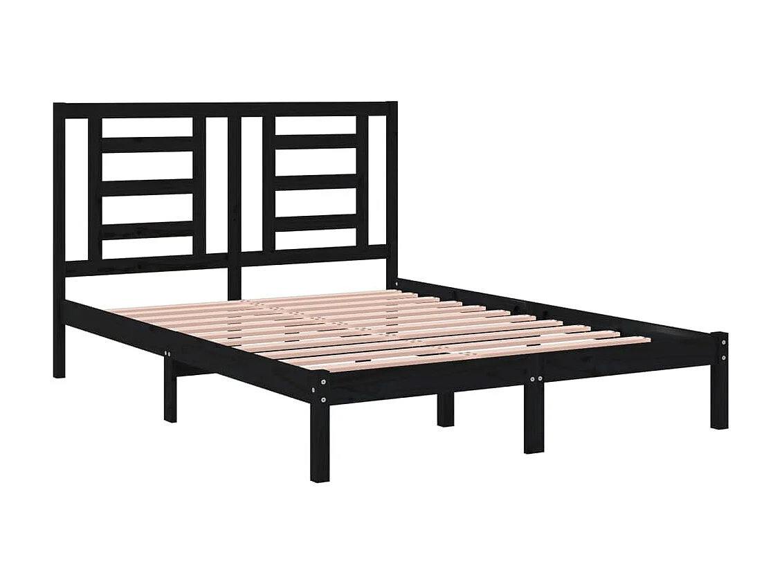 Bedframe massief grenenhout zwart 140x190 cm NL60678