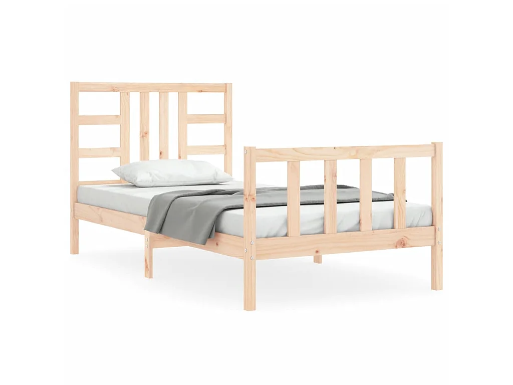 Lit-90x200 cm avec tête de lit bois massif EGGB38014