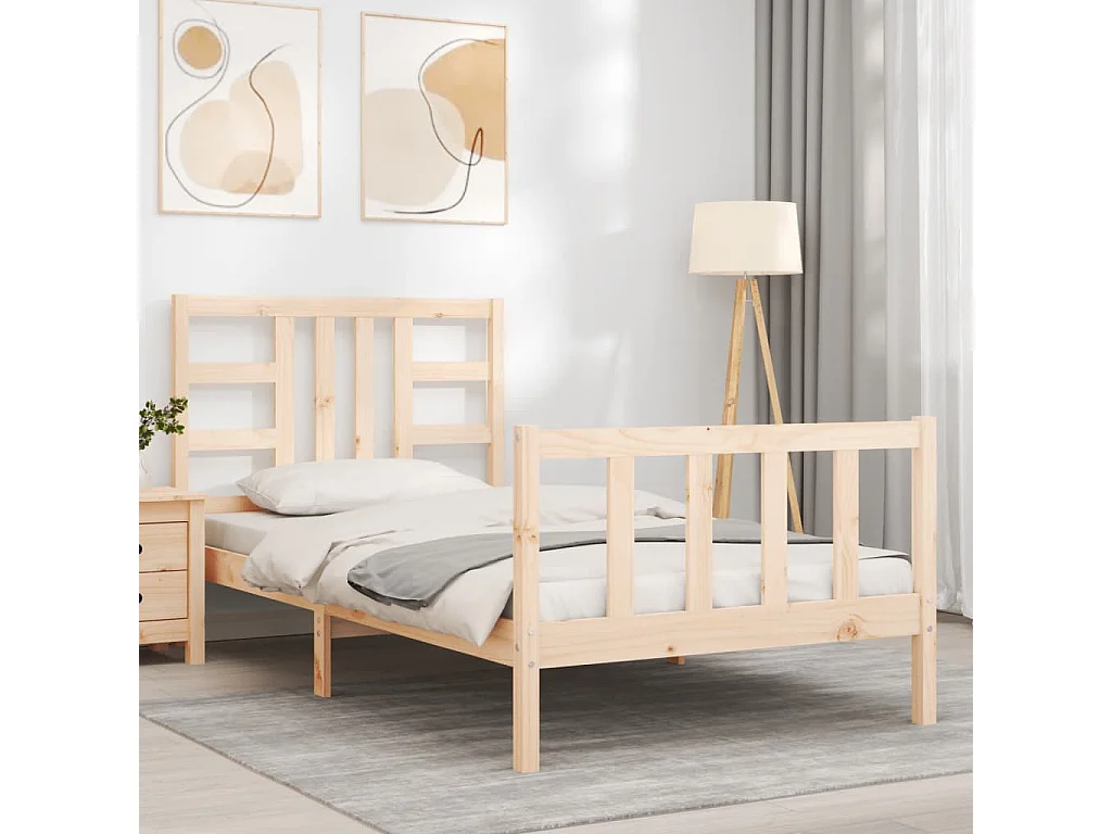 Lit-90x200 cm avec tête de lit bois massif EGGB38014