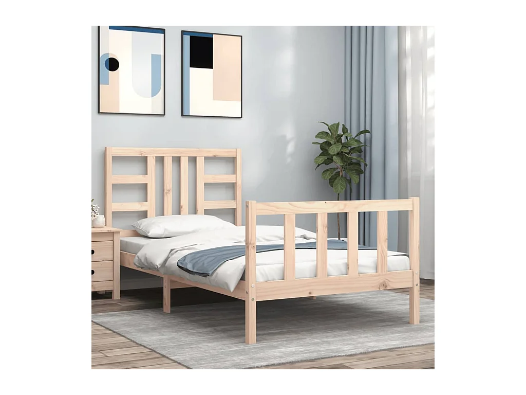 Lit-90x200 cm avec tête de lit bois massif EGGB38014