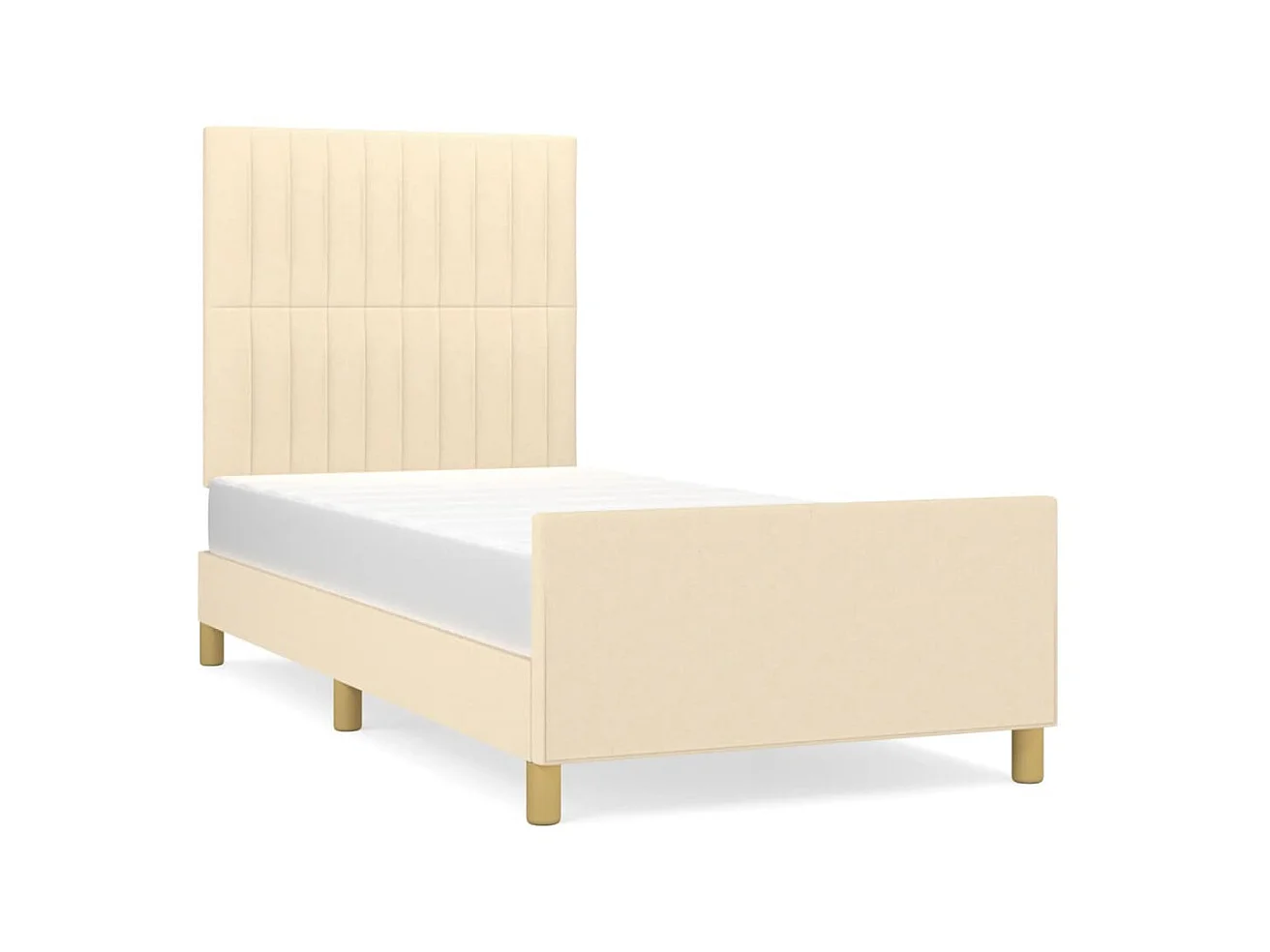 Cama c/ cabeceira 100x200 cm tecido cor creme PT702986