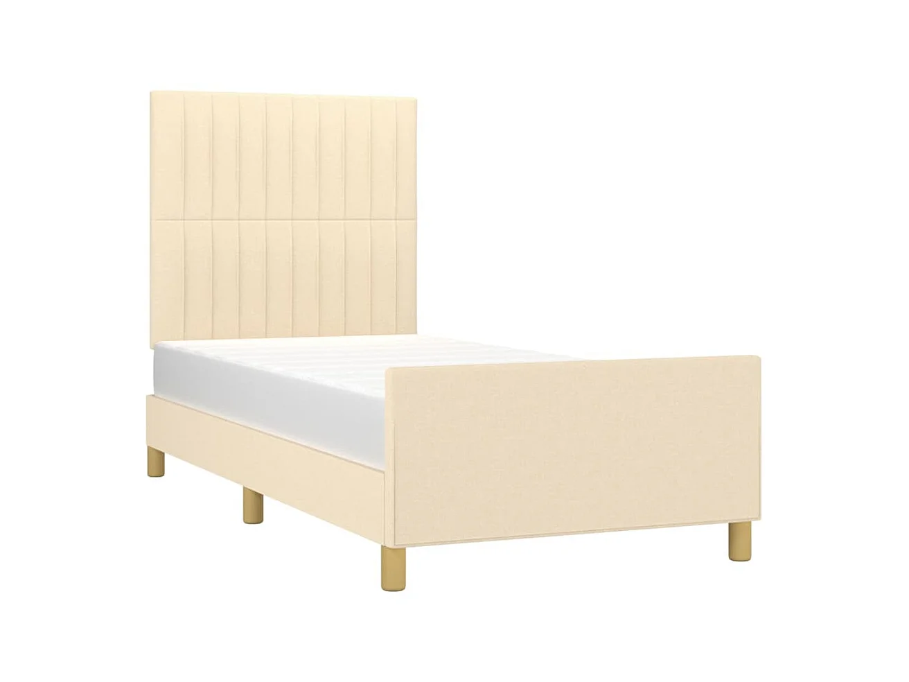 Cama c/ cabeceira 100x200 cm tecido cor creme PT702986