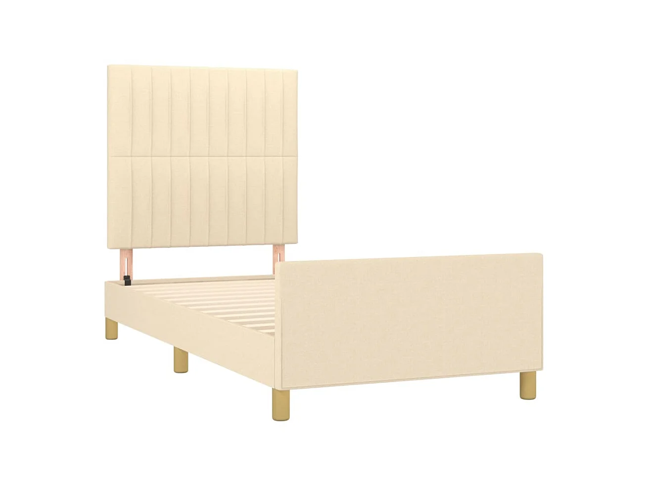 Cama c/ cabeceira 100x200 cm tecido cor creme PT702986