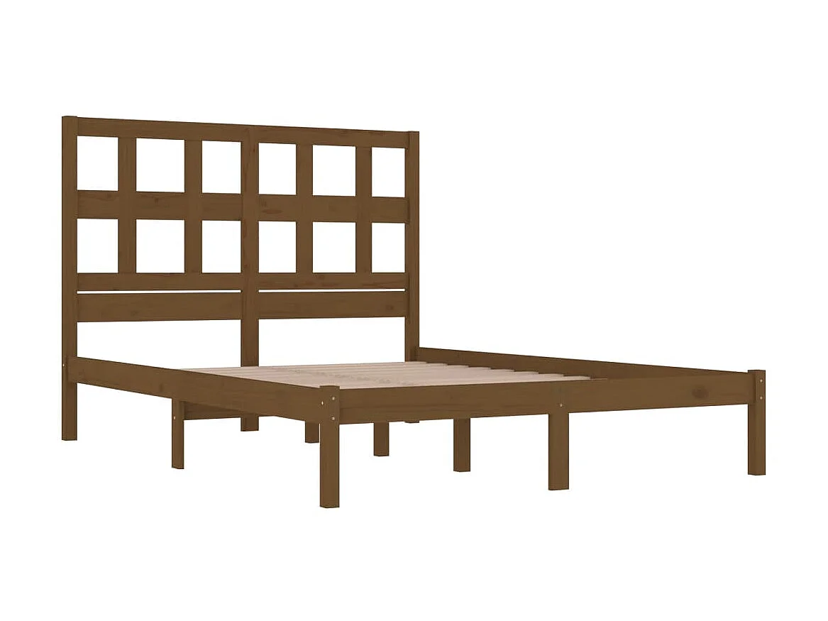 Lit-200x200 cm Marron miel Bois de pin massif EGGB40004