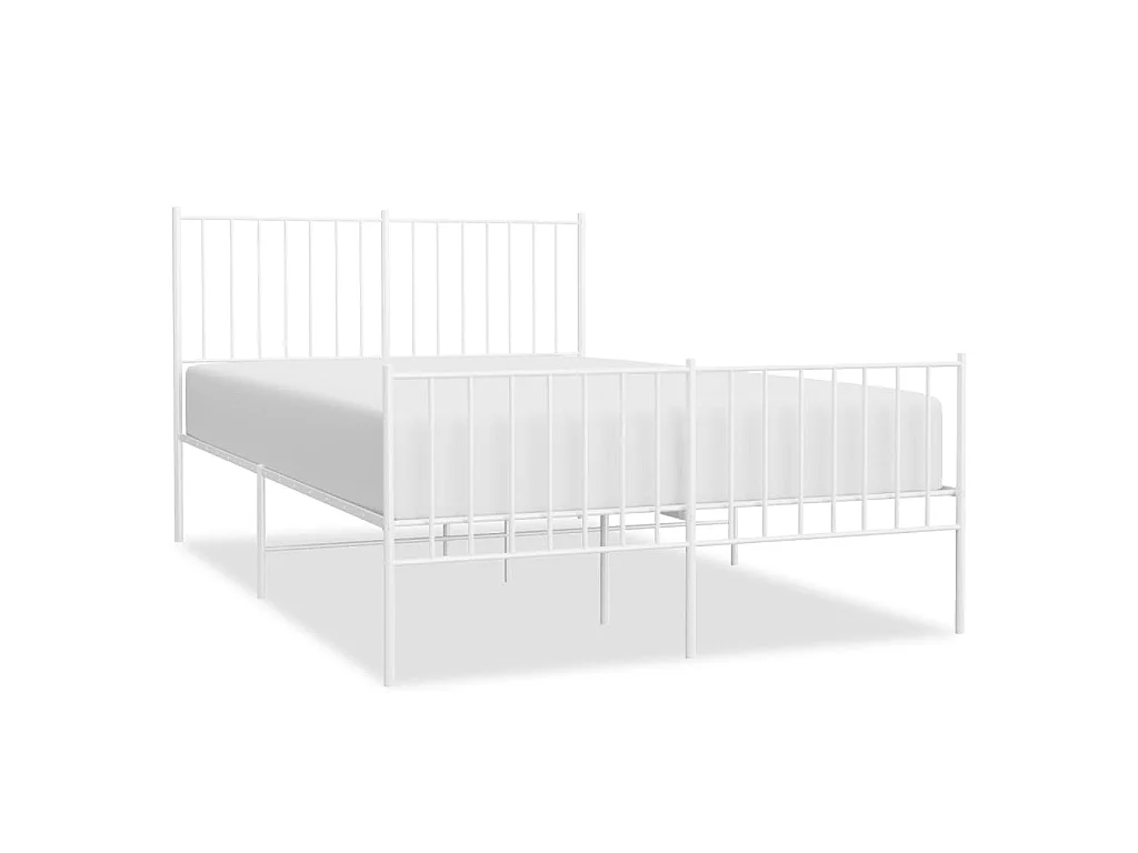 Lit-120x200 cm métal avec tête de lit/pied de lit blanc EGGB31045