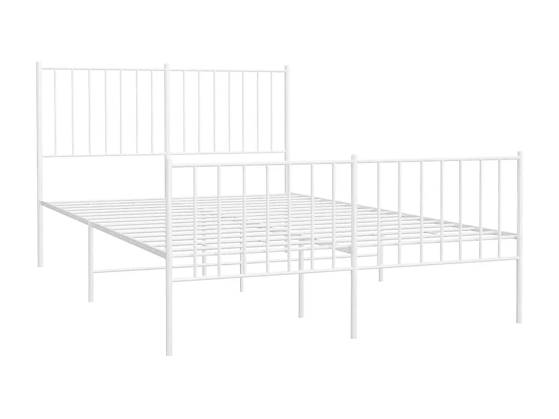 Lit-120x200 cm métal avec tête de lit/pied de lit blanc EGGB31045