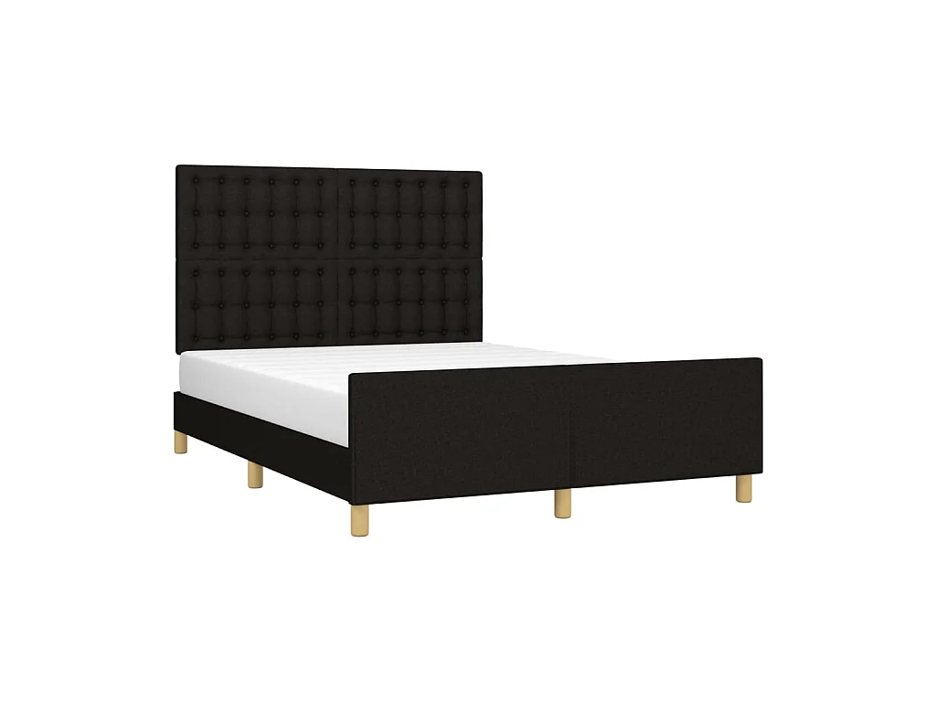 Cama 140x200 cm con cabecero de tela negro ES49959