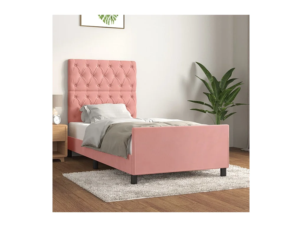 Lit-80x200 cm avec tête de lit Rose Velours EGGB24218