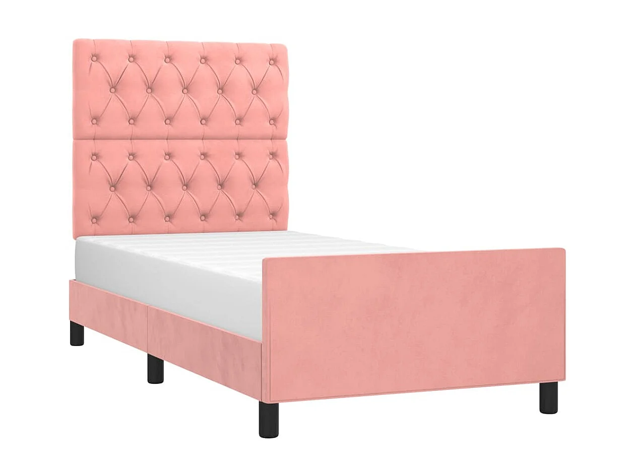 Lit-80x200 cm avec tête de lit Rose Velours EGGB24218